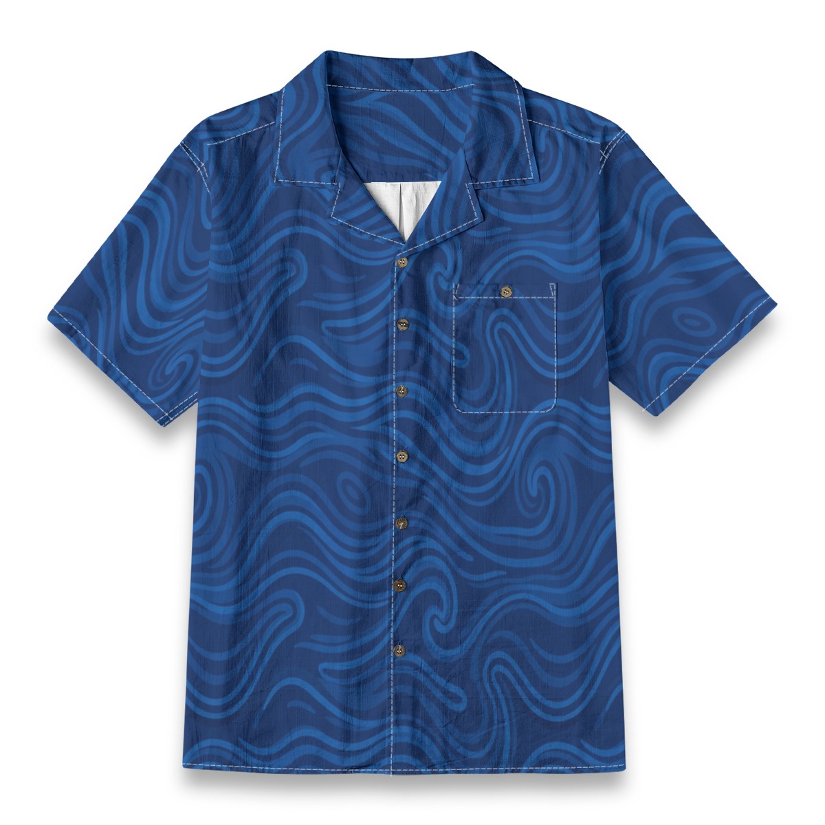 CAD File Market Ocean Line Currents Deep Blue Coastal Resort Shirt - Sunset Edition