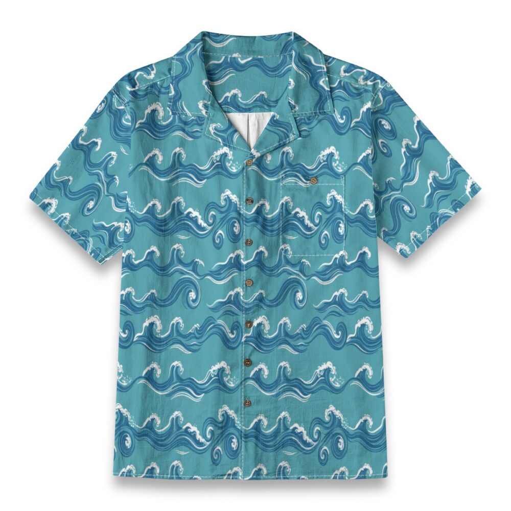 CAD File Market Tidal Flow Patterns Teal Ocean Resort Shirt - Coastal Select product image 1