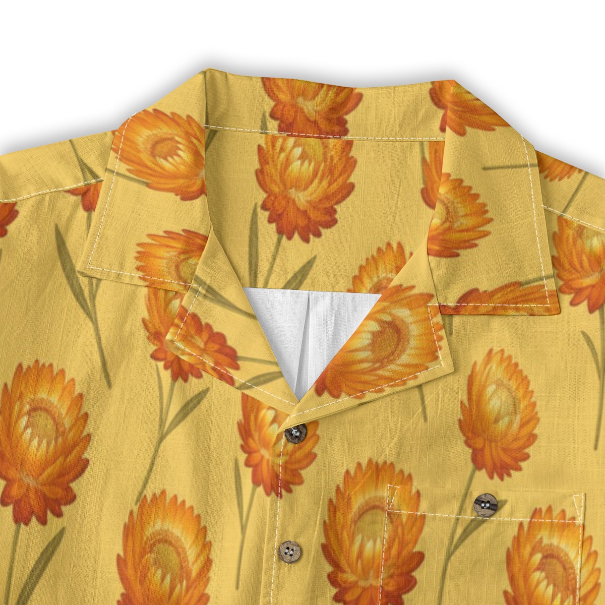 309833-18e61e05-6b76-48c7-99a1-b983603470b2.jpeg CAD File Market Xerochrysum Golden Bloom Bright Floral Island Shirt - Gallery Drop product image 3