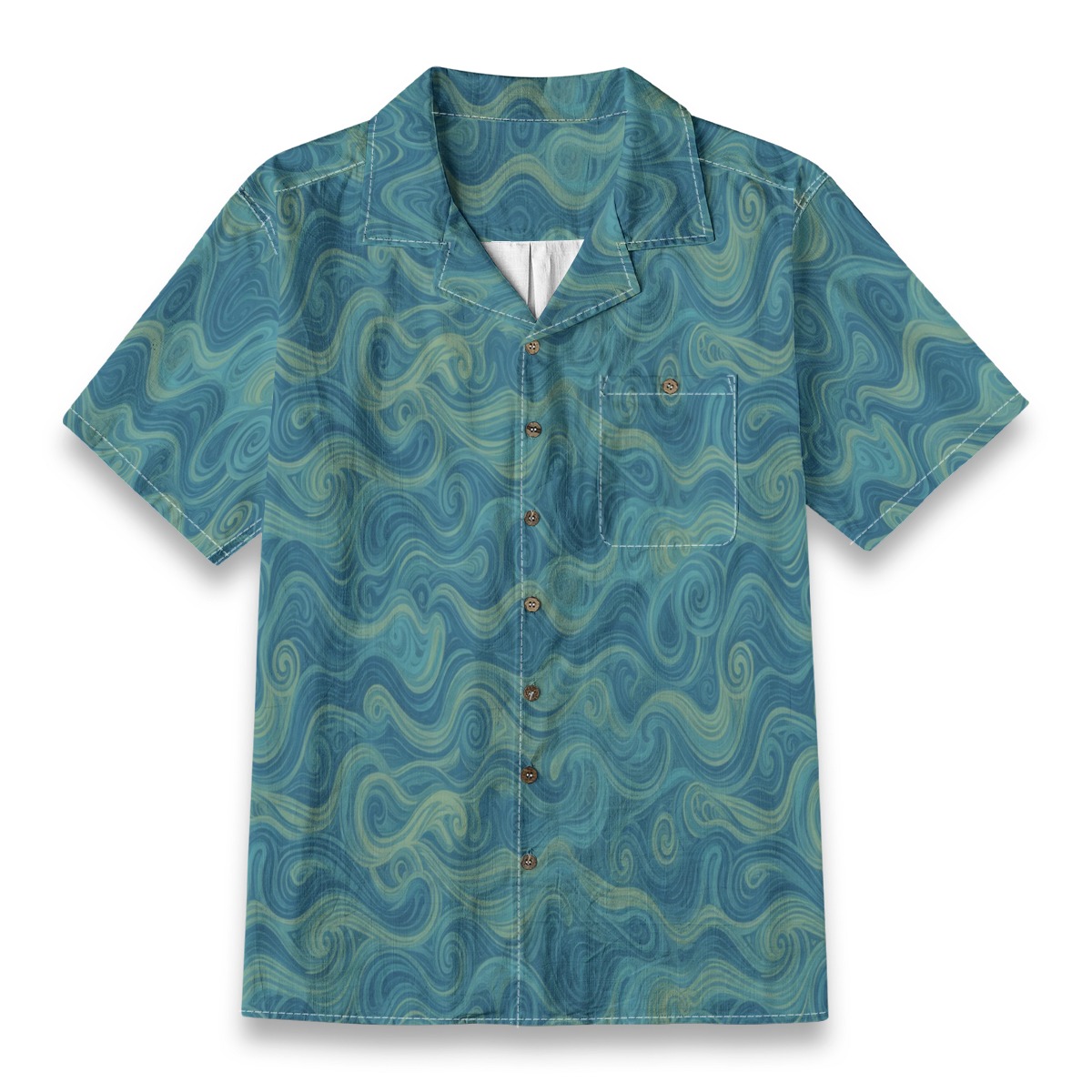 CAD File Market Sea Echo Currents Layered Ocean Resort Shirt - Travel Cut