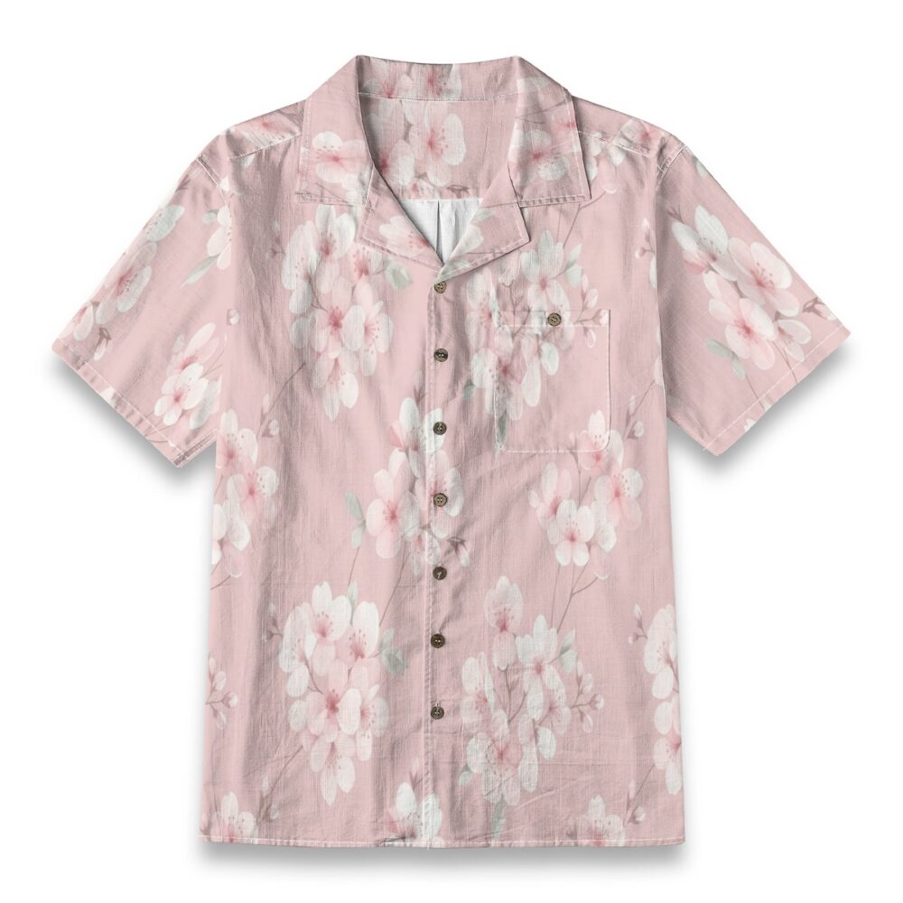 CAD File Market Soft Cherry Blossom Pink Floral Aloha Shirt - Resort Cut product image 1
