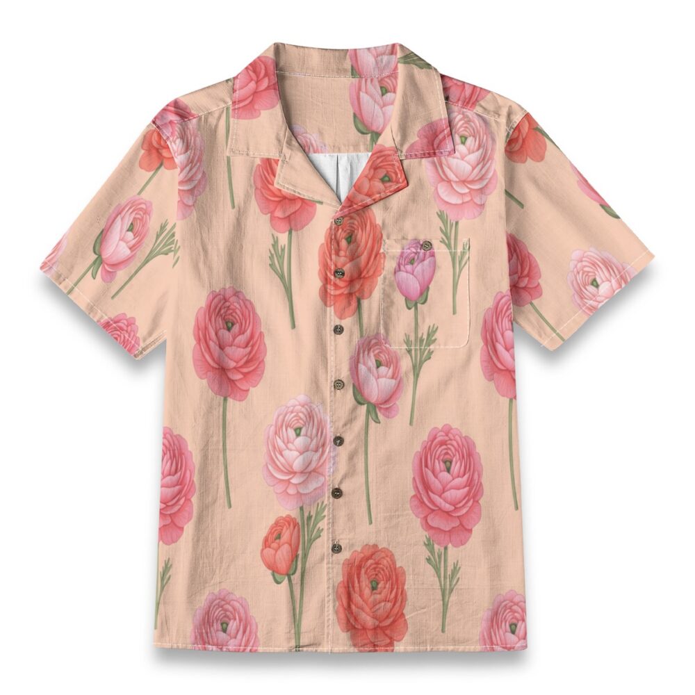 CAD File Market Ranunculus Soft Bloom Floral Tropical Aloha Shirt - Sunset Edition product image 1