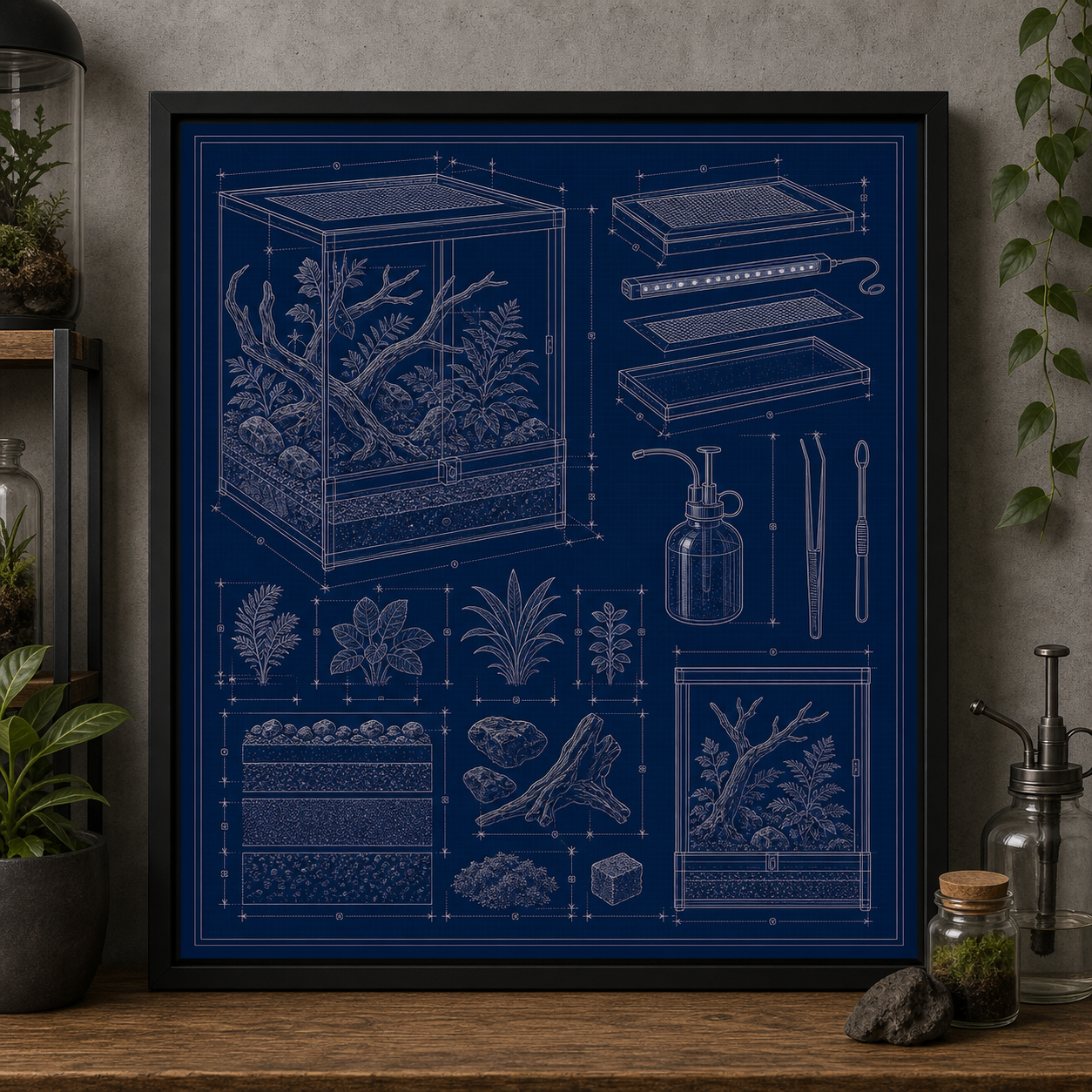 Terrarium Vivarium blueprint print