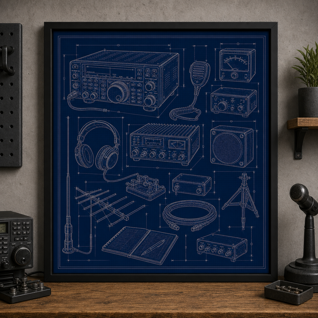 Ham Radio Station blueprint print