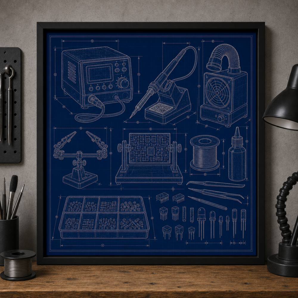 Soldering Station Blueprint Framed Print product image