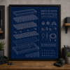 Mechanical Keyboard Build Blueprint Framed Print product image