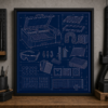 Laser Cutter Maker Blueprint Framed Print product image