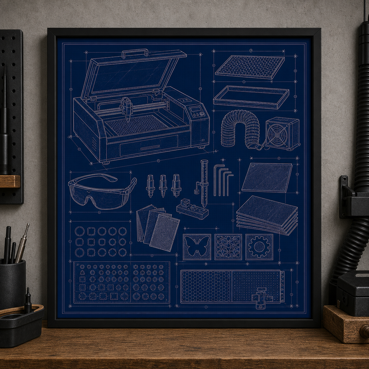 Laser Cutter Maker blueprint print
