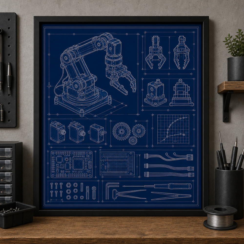 Robotics Arm Workbench Blueprint Framed Print product image
