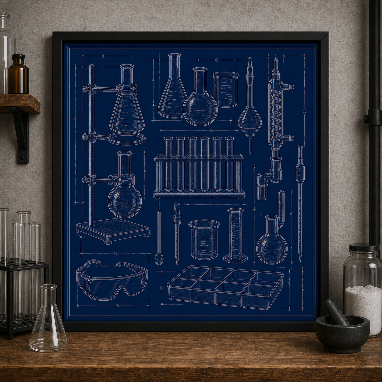 Chemistry Glassware blueprint print