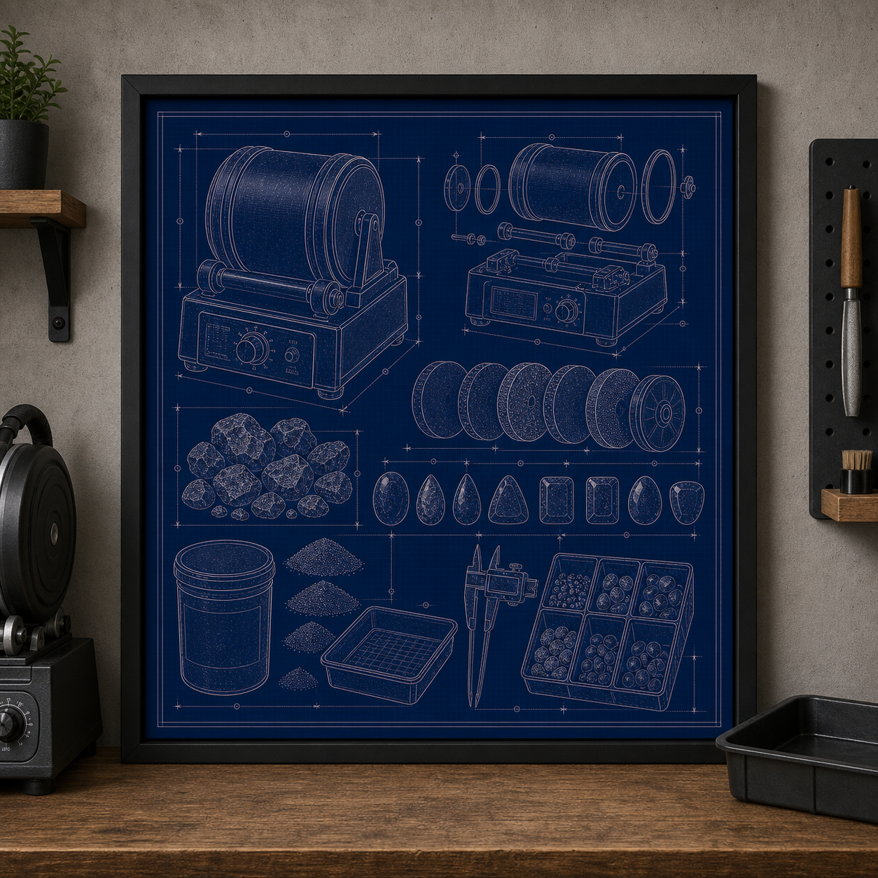 Rock Tumbler Lapidary blueprint print