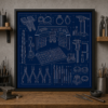 Jewelry Bench Blueprint Framed Print product image