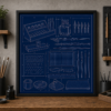Calligraphy Desk Blueprint Framed Print product image