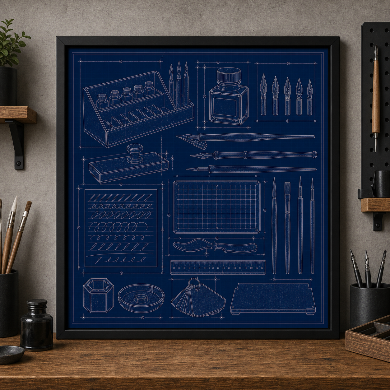 Calligraphy Desk blueprint print