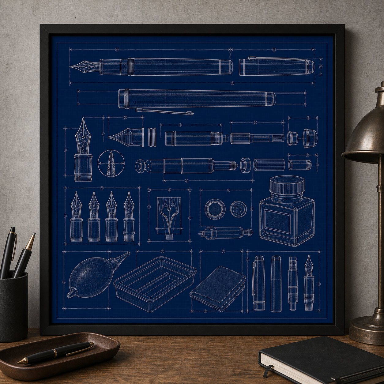 Fountain Pen Maintenance blueprint print