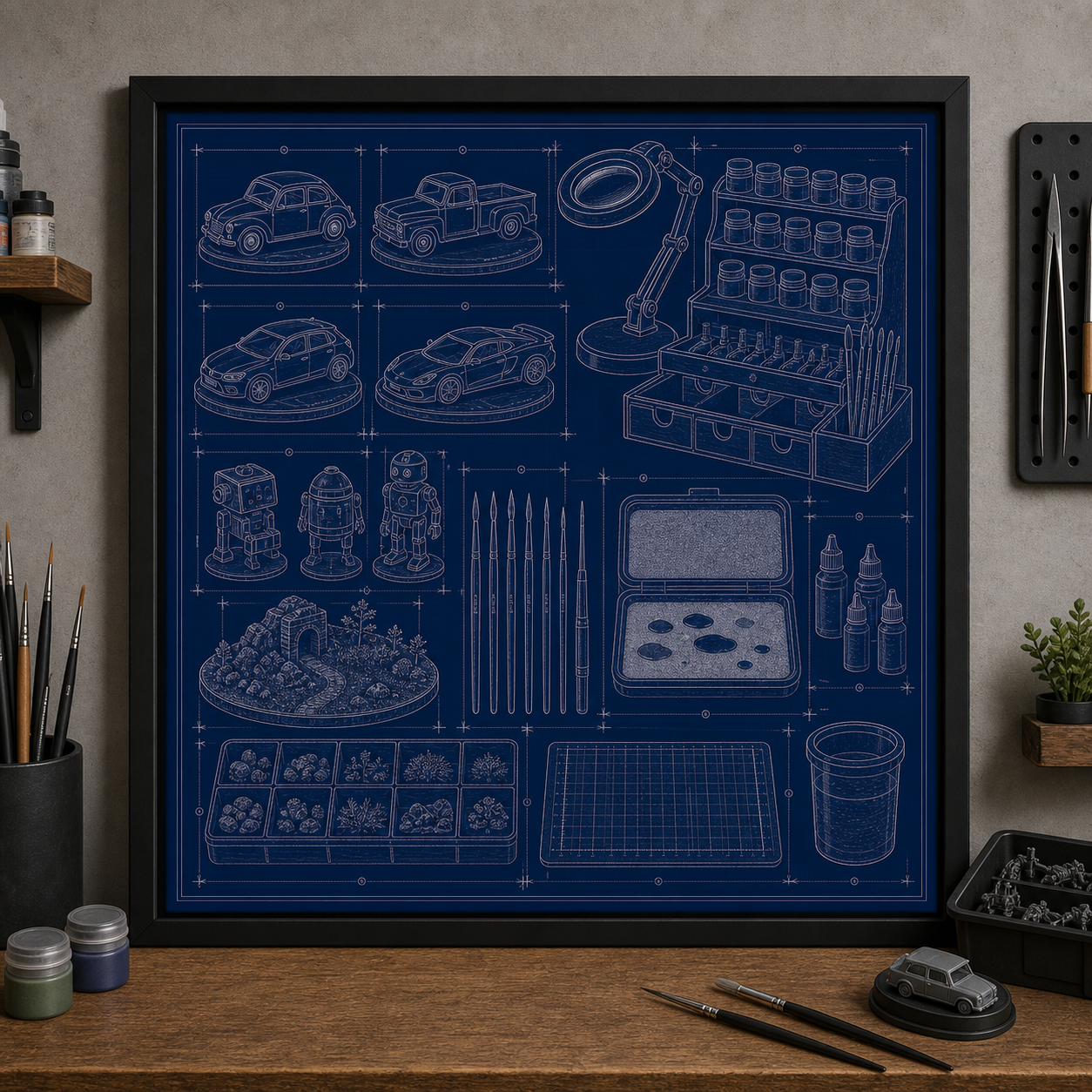 Miniature Painting Station blueprint print