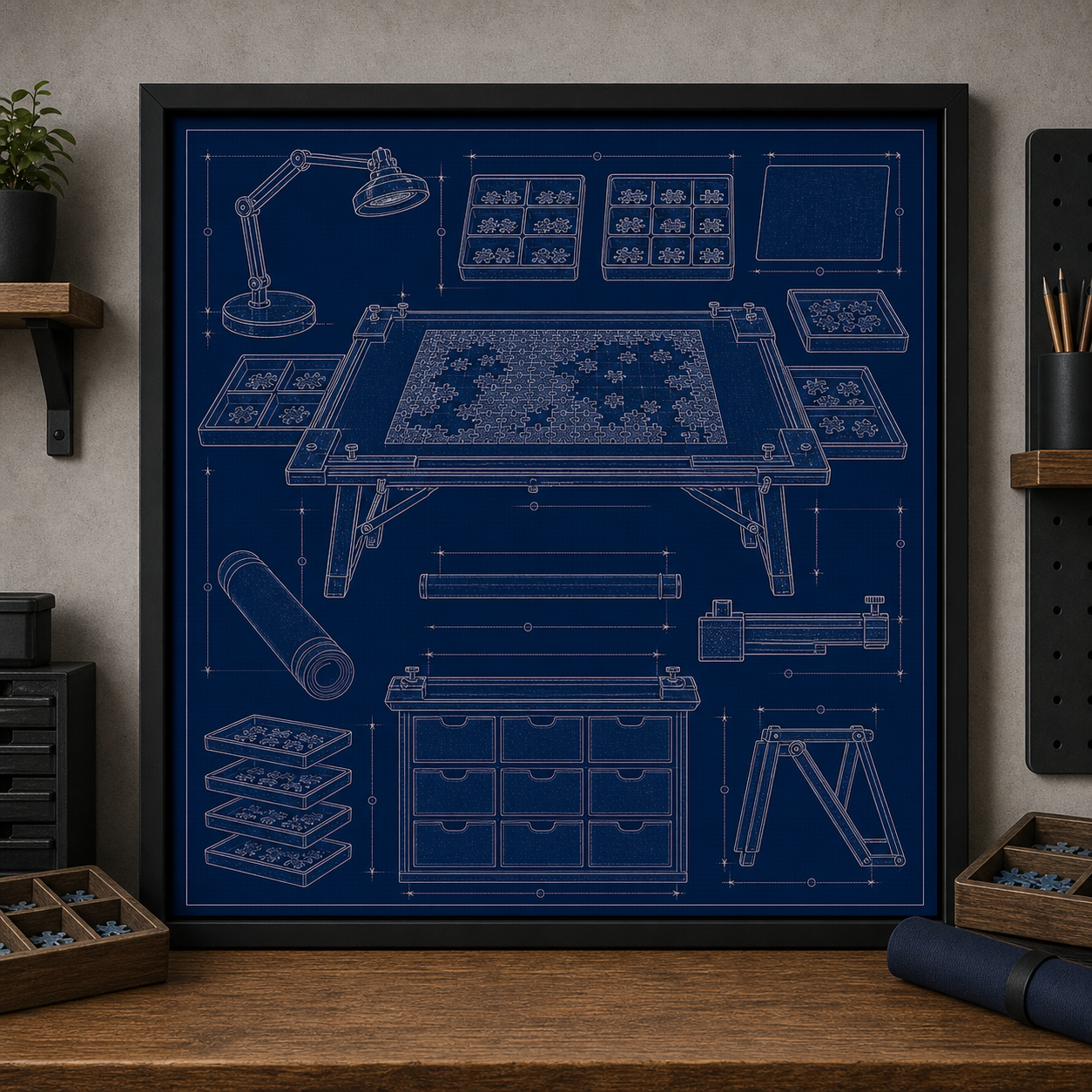 Puzzle Table blueprint print