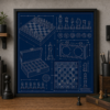 Chess Set Study Blueprint Framed Print product image