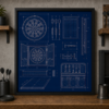 Dartboard Garage Blueprint Framed Print product image