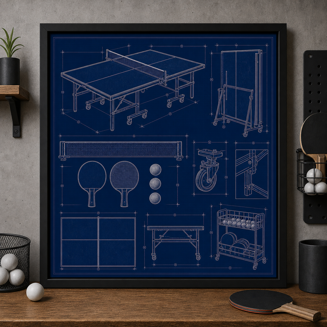 Ping Pong Table blueprint print