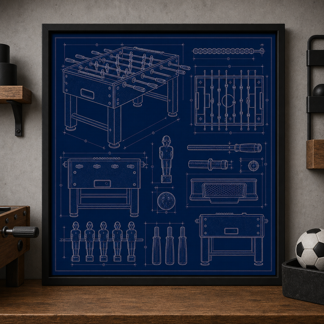 Foosball Table blueprint print