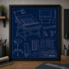 Home Office Drafting Desk Blueprint Framed Print product image
