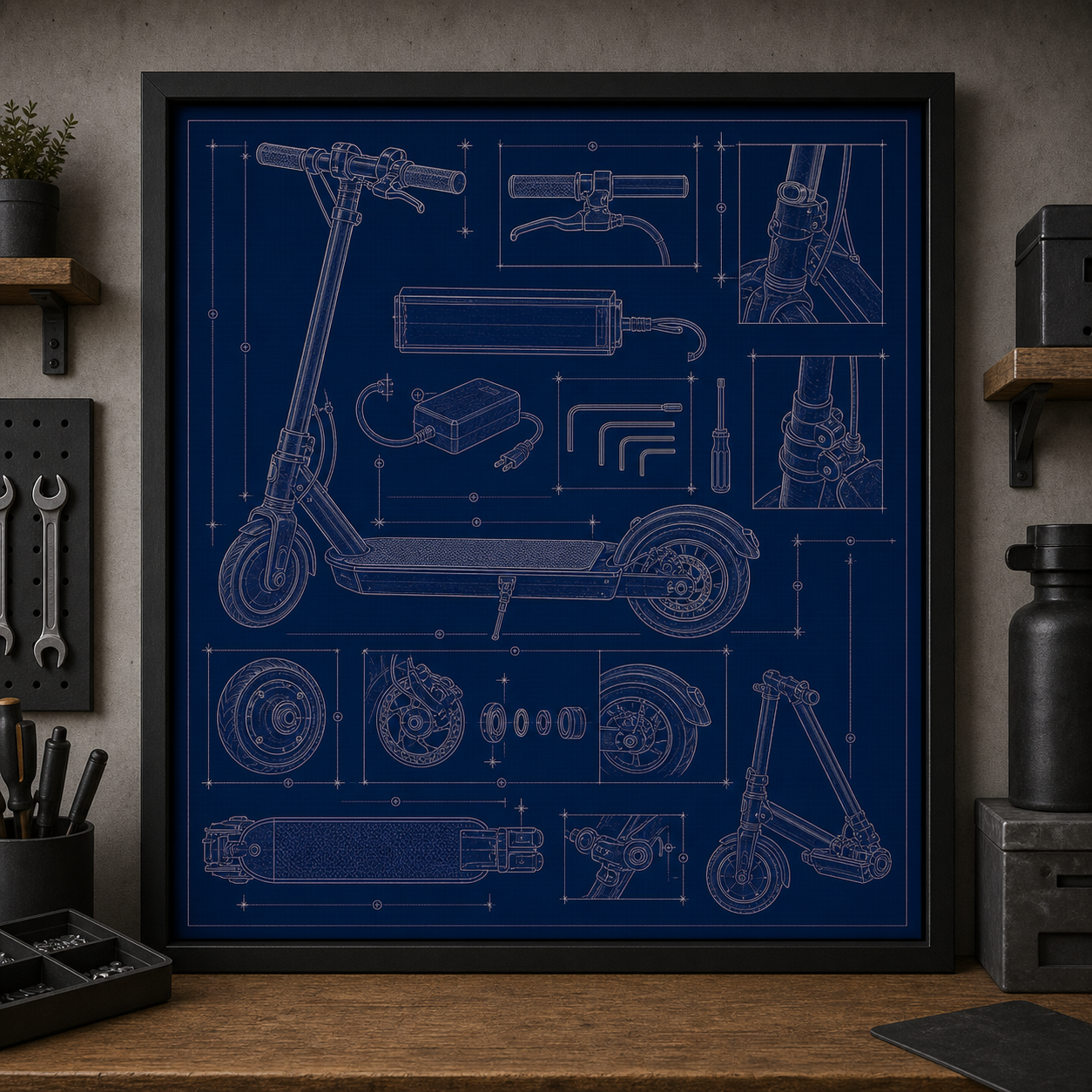Electric Scooter Repair blueprint print