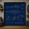 Kayak Fishing Rig Blueprint Framed Print product image
